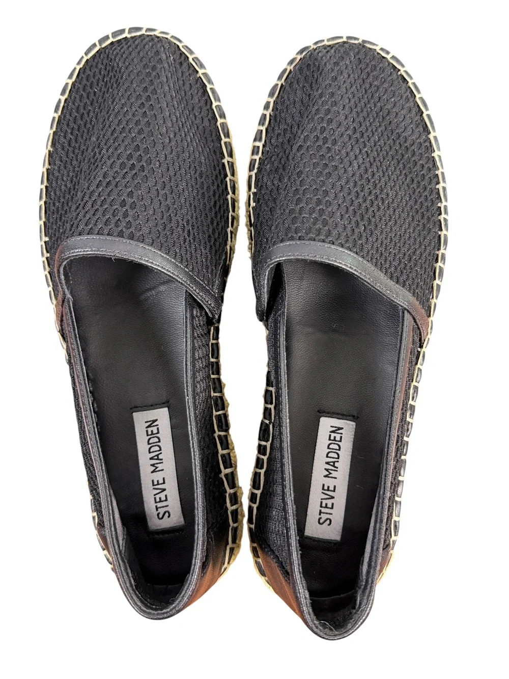 Steve Madden Batwalk Black Mesh Espadrille Platform Loafers Women’s 9.5